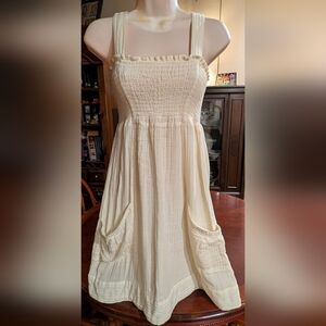Cream Swimsuit Cover Up, Adjustable and Removable Straps, Size Small